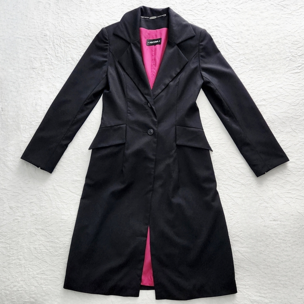 Nicowa Sleek & Lightweight Black Jacket Silky Pink Lining Sexy & Fitted Size 4 - Picture 12 of 16